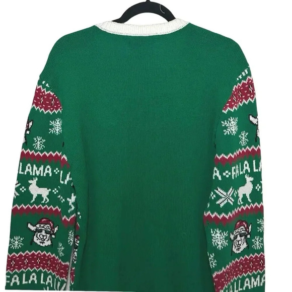 Ugly Christmas Sweater Men’s Red and Green Fa La La La  Llama Sweater Size XL - Picture 4 of 6